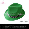 Chapéus de fedora de poliéster PP verdes mais baratos com chapéus promocionais personalizados de logotipo